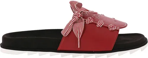Roger Vivier Sandalo Slidy Viv' etiquette in pelle con fiocco e logo impresso (38894227) Roger Vivier Sandalo Slidy Viv' etiquette in pelle con fiocco e logo impresso (38894227)