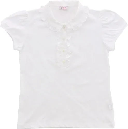 Polo Il Gufo a maniche corte con collo di rouches (38905838) Polo Il Gufo a maniche corte con collo di rouches (38905838)