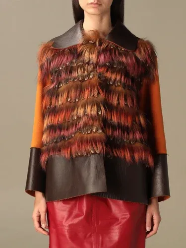 Giacca Alberta Ferretti con pelliccia e piume (45515567)