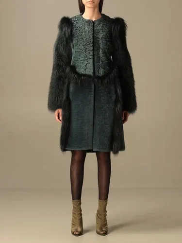 Cappotto Alberta Ferretti in pelliccia di pecora volpe e marmotta (45515566)