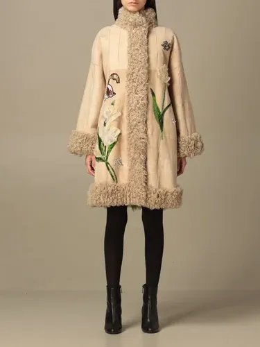 Cappotto Dolce & Gabbana in agnello rovesciato con ricami (45520915)