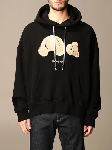 Felpa con cappuccio Palm Angels in cotone con stampa orso (45906713)