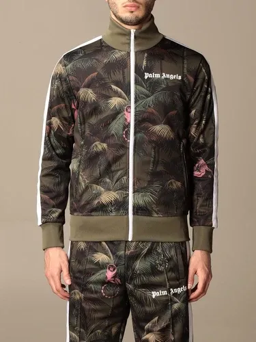 Felpa con zip Palm Angels in cotone a fantasia con logo (47935039) Felpa con zip Palm Angels in cotone a fantasia con logo (47935039)