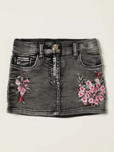 Gonna di jeans Monnalisa con ricami floreali (50288315)