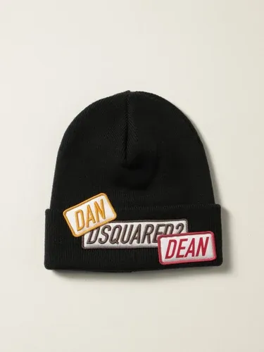 Cappello a berretto Dsquared2 in lana con patches logo (50345010)