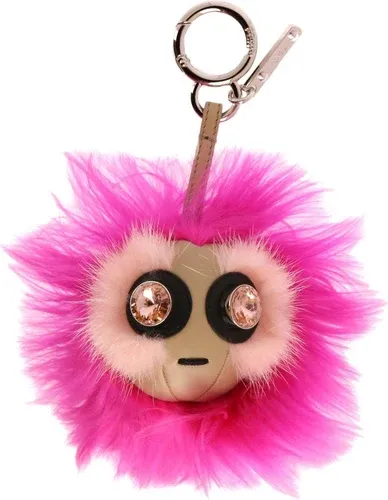 Fendi Charm Micro Bag Bugs tondo in vera pelliccia pelle e macro strass (54597420)