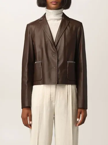 Blazer cropped Fabiana Filippi in pelle (54598061)