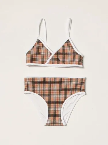 Bikini a triangolo Burberry in nylon riciclato tartan (55575176)