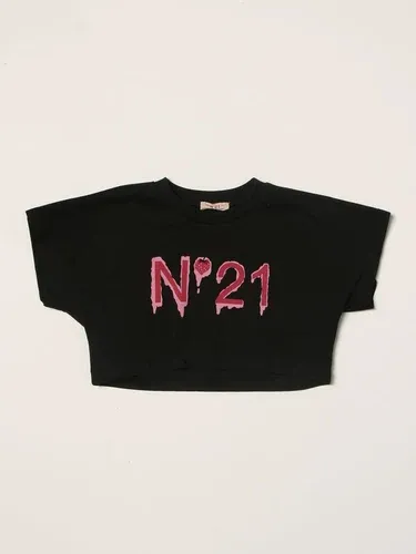 T-shirt cropped N°21 con logo (55623239)