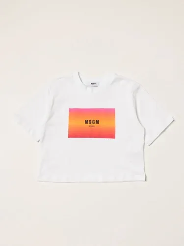 T-shirt cropped Msgm Kids con stampa logo (55736660)