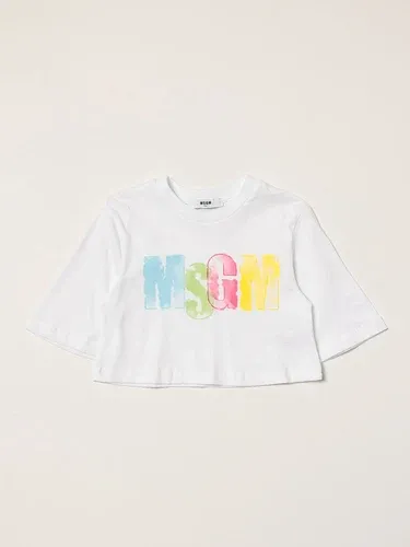 T-shirt cropped Msgm Kids in cotone con logo (55758680)