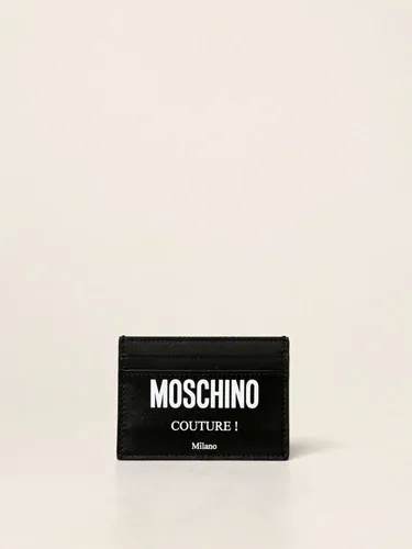 Porta carte di credito Moschino Couture in pelle con logo (55758882)