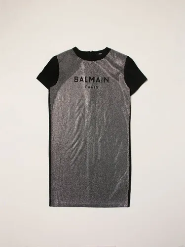 Abito a t-shirt Balmain in cotone con strass (55779221)