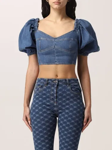 Top cropped Elisabetta Franchi in denim (56113521)