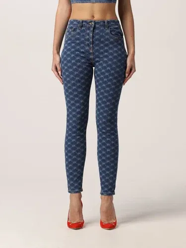 Jeans cropped Elisabetta Franchi con logo monogram all over (56113685)