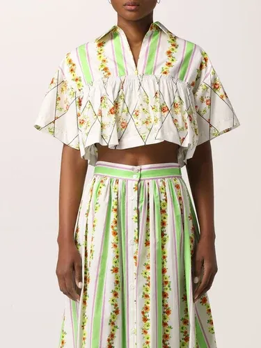 Blusa cropped Msgm in cotone con stampa (56113881)