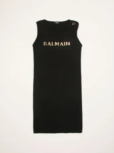 Abito Balmain in cotone con logo laminato (56113985)