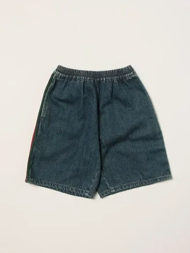 Pantaloncino di jeans Gucci con bande Web (55999519)