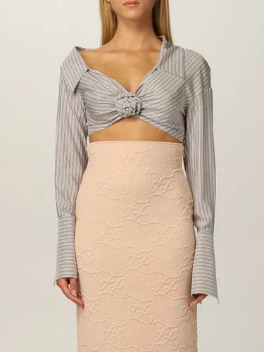Camicia cropped Fendi in seta a righe (51431576)