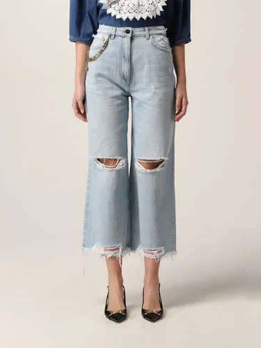Jeans cropped Elisabetta Franchi denim con rotture (56253896)