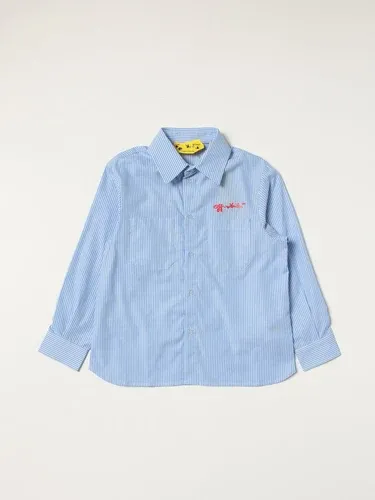 Camicia Off-White in cotone a righe con ricamo (56450901)