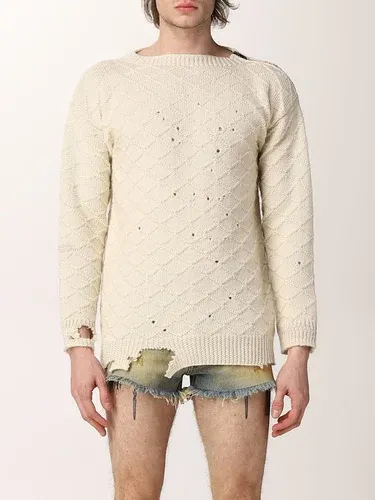 Maglia Maison Margiela con zip in lana effetto consumato (56451093)