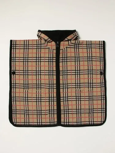 Poncho con cappuccio Burberry in lana tartan (56451566)