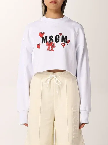 Felpa cropped Msgm con stampa logo grafica (56451719)