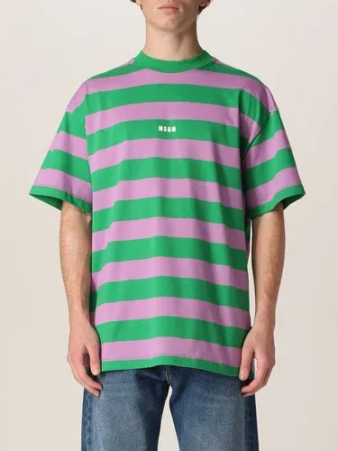T-shirt Msgm in cotone a righe con logo (56615402)