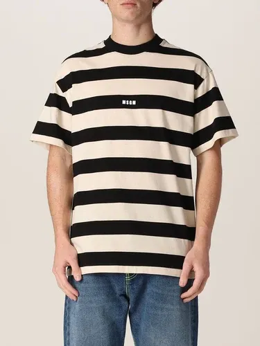 T-shirt Msgm in cotone a righe con logo (56615403)