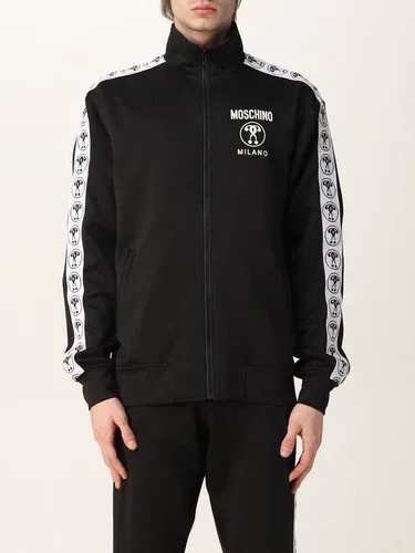 Felpa con zip Moschino Couture con bande logate (57021462)