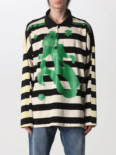 Polo Msgm in cotone a righe con stampa sirena (57060016)