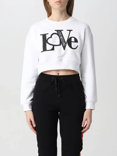 Felpa cropped Love Moschino in cotone con logo (57255717)