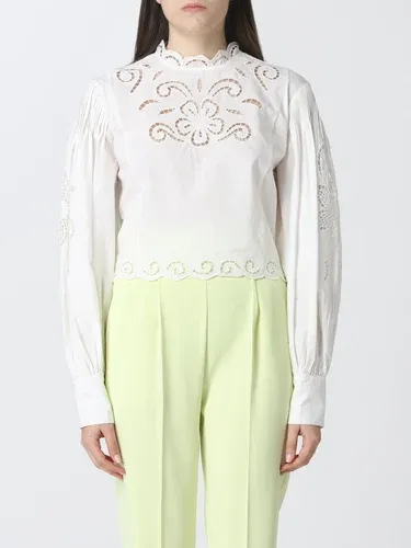 Blusa cropped Twinset in mussola con ricami (56615263)