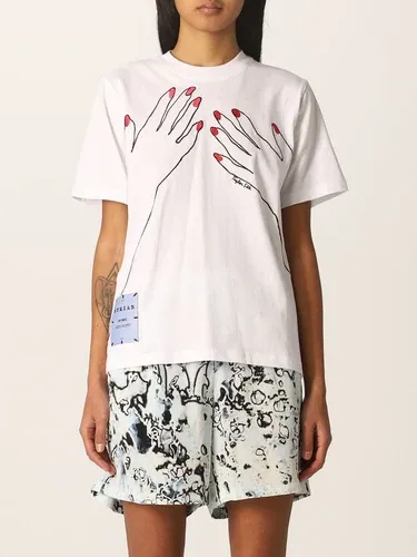 T-shirt Striae McQ in cotone con ricamo mani (57658854)