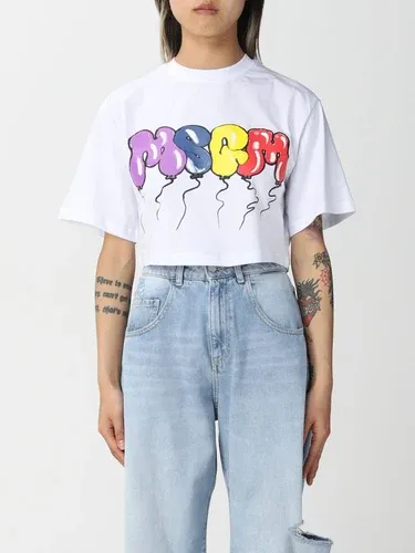 T-shirt cropped Msgm in cotone con logo (57658990)