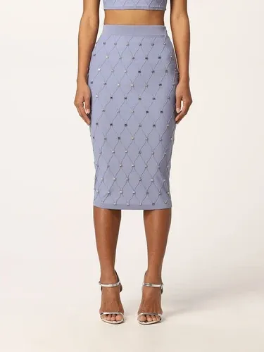 Elisabetta Franchi Gonna a tubino in maglia con logo all over (56477156)