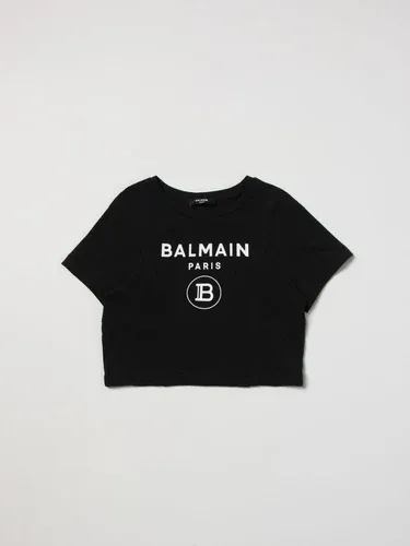 T-shirt cropped Balmain con logo (57898296)