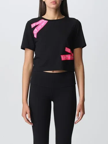 T-shirt cropped Ea7 in cotone con logo (101266247)