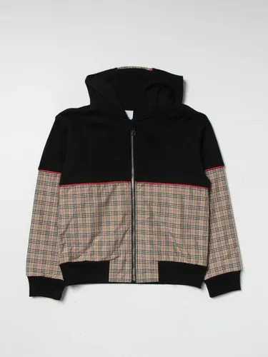 Felpa Burberry con cappuccio in cotone e inserti tartan (101270752)