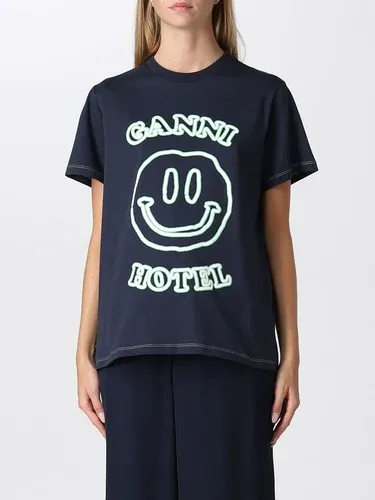 T-shirt Ganni in cotone con stampa Smile (102026687)