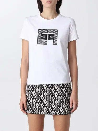 T-shirt Elisabetta Franchi con logo in rete (102042734)