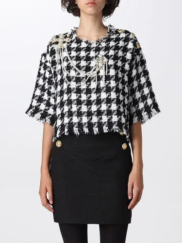 Top Balmain pied-de-poule con spille gioiello (102060279) Top Balmain pied-de-poule con spille gioiello (102060279)