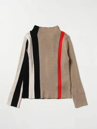 Pullover Burberry a collo alto in lana a coste con motivo a righe (102198800)