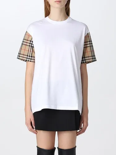 T-shirt oversize Burberry in cotone con maniche check (103632498)