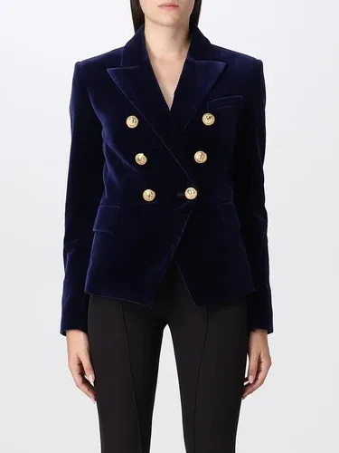 Blazer Balmain in velluto con bottoni metallici (105698138)