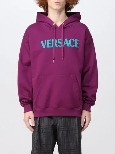 Felpa Versace in cotone con logo shearling (106240163)