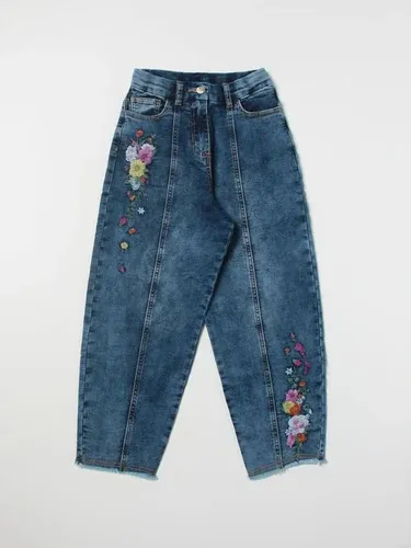 Jeans ampio Monnalisa con ricami floreali (106377330)