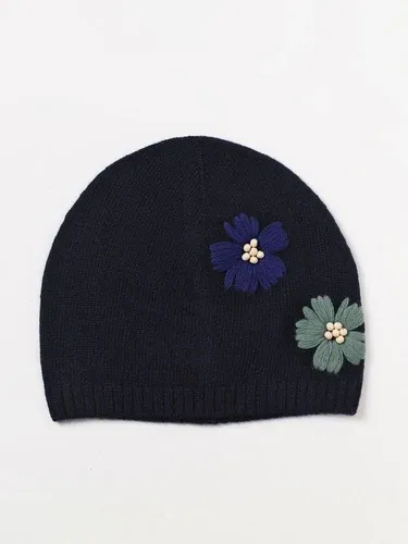 Cappello Il Gufo in lana vergine con fiori ricamati (106512109)